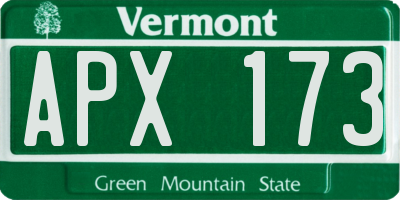 VT license plate APX173