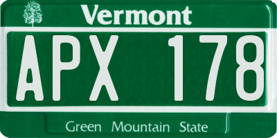 VT license plate APX178