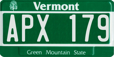 VT license plate APX179
