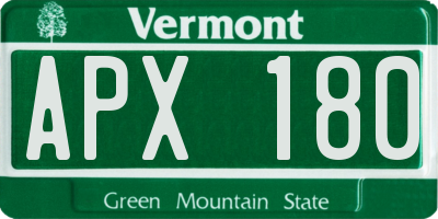 VT license plate APX180
