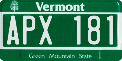 VT license plate APX181