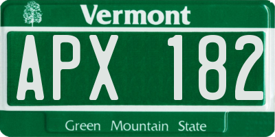 VT license plate APX182