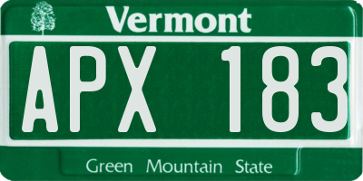 VT license plate APX183