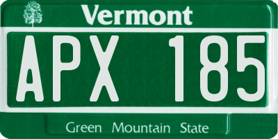VT license plate APX185