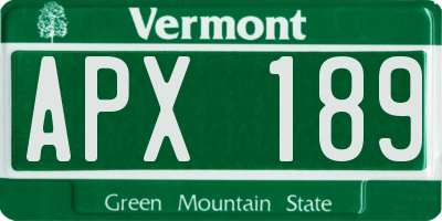 VT license plate APX189