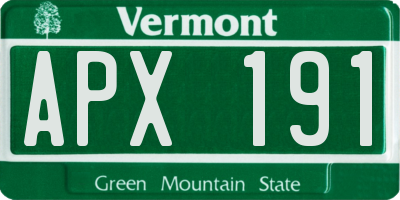 VT license plate APX191