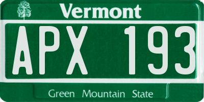 VT license plate APX193