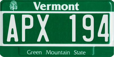 VT license plate APX194