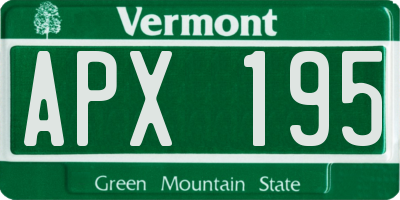 VT license plate APX195