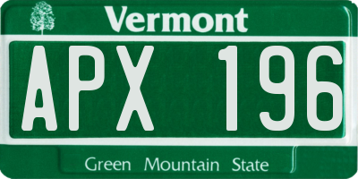 VT license plate APX196
