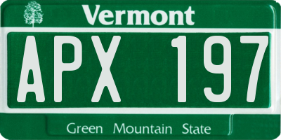 VT license plate APX197
