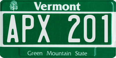 VT license plate APX201
