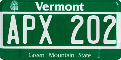 VT license plate APX202