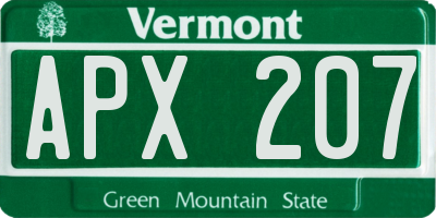 VT license plate APX207