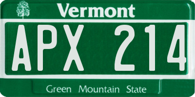 VT license plate APX214