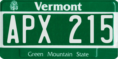VT license plate APX215