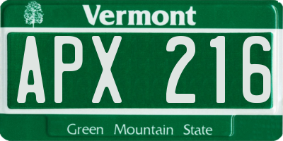 VT license plate APX216