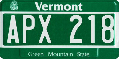 VT license plate APX218