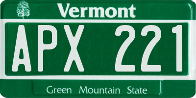 VT license plate APX221