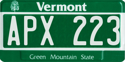 VT license plate APX223