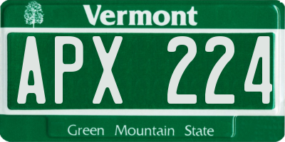 VT license plate APX224