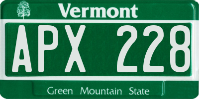 VT license plate APX228