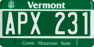 VT license plate APX231