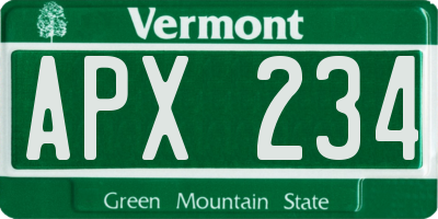 VT license plate APX234