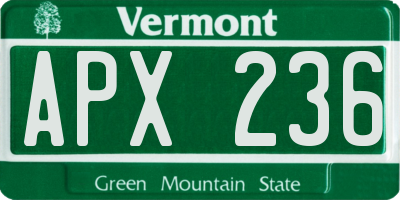VT license plate APX236