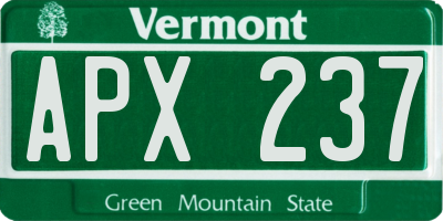 VT license plate APX237