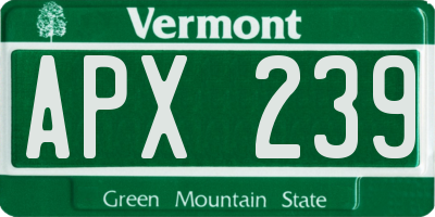 VT license plate APX239