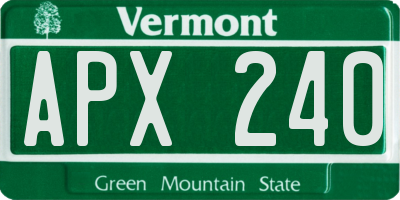 VT license plate APX240