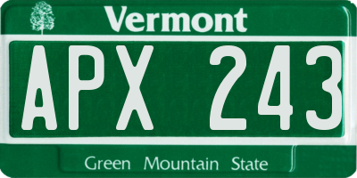 VT license plate APX243