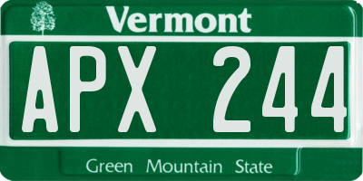 VT license plate APX244