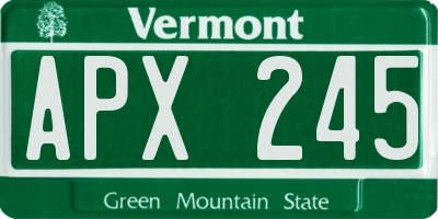 VT license plate APX245