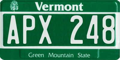 VT license plate APX248