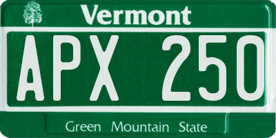 VT license plate APX250