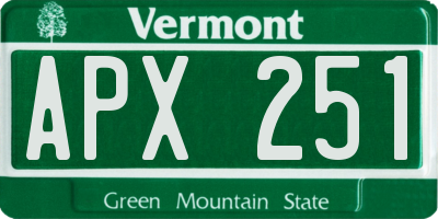 VT license plate APX251