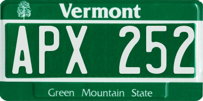 VT license plate APX252