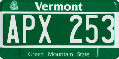 VT license plate APX253