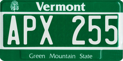 VT license plate APX255