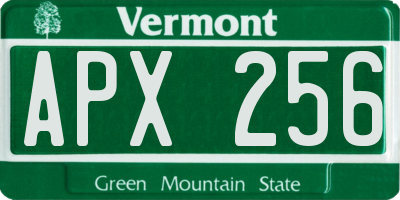 VT license plate APX256