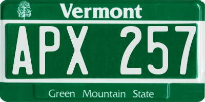 VT license plate APX257