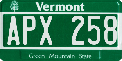 VT license plate APX258