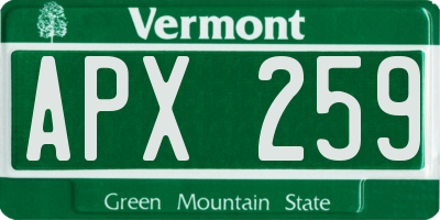 VT license plate APX259