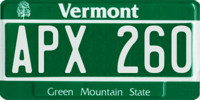 VT license plate APX260