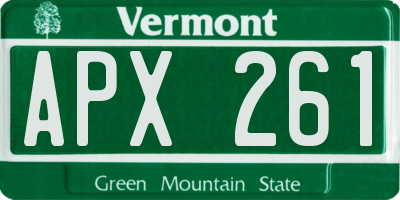 VT license plate APX261