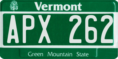 VT license plate APX262
