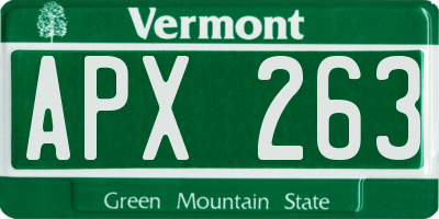 VT license plate APX263