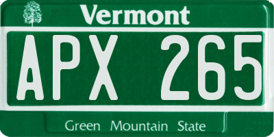 VT license plate APX265